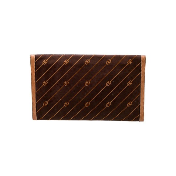 GUCCI early brown logo print XL asymmetrical envelope top clutch - Picture 12 of 13